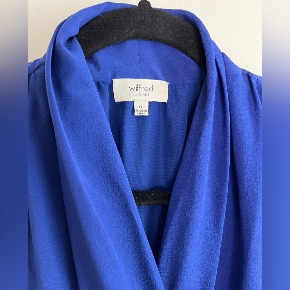 Aritzia Wilfred Royal Blue Silk Shirt Dress Size XXS - Picture 6 of 7